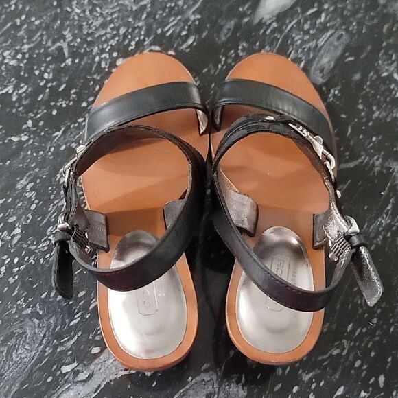 COACH PAM SIG C LOGO LEATHER WEDGE HEELS SANDALS - Picture 6 of 16